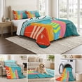 thumbnail image 6 of Queen Quilt Set 90''x96'', Surfboard Lightweight Bedspread Coverlet Set with 2 Pillow Shams, Summer Starfish Palm Leaf Wood Grain Blue Breathable All Season Quilt Bedding for Bedroom/Guest Room, 6 of 9