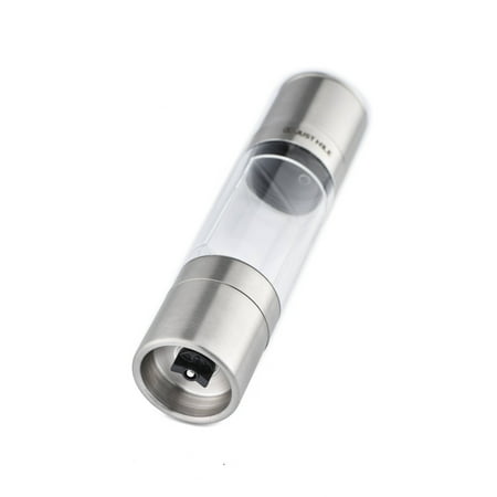 Acrylic Combo Mill justnile 2 in 1 salt and pepper dual combo manual grinder, adjustable coarseness ceramic rotor, stainless steel casing, clear acrylic caddy ()