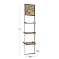 thumbnail image 3 of DecMode 16" x 10" 3-Tier Brown Wall Shelf with Clock, 3 of 8