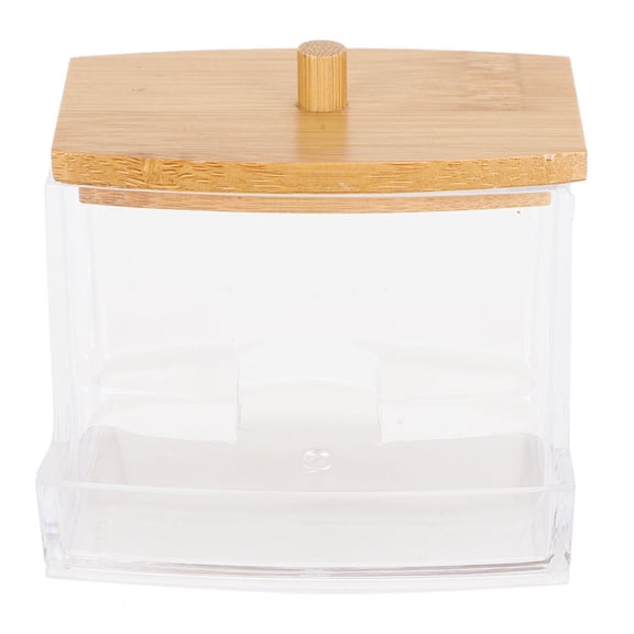 Rectangular Bamboo Lid Storage Box - Transparent Seasoning Jar & Organizer Container