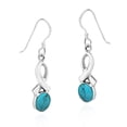 thumbnail image 2 of Awareness Ribbon Blue Turquoise Inlay Sterling Silver Dangle Earrings, 2 of 5