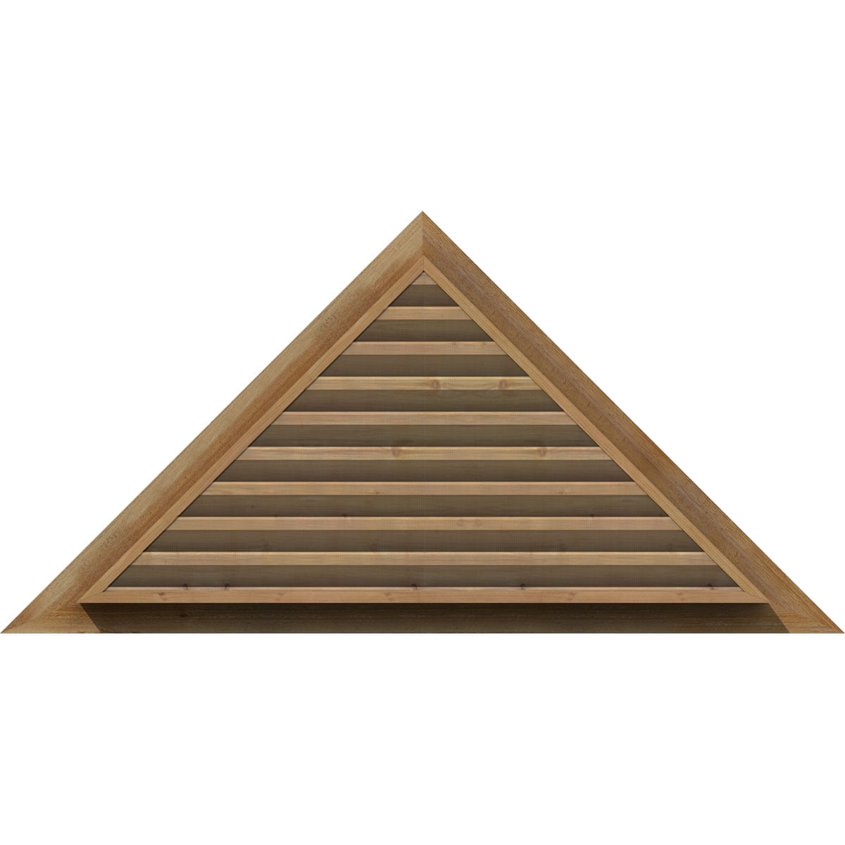 72"W x 30"H Triangle Gable Vent (85 3/4"W x 35 3/4"H Frame Size) 10/12 Pitch: Unfinished, Functional, Rough Sawn Western Red Cedar Gable Vent w/ Brick Mould Face Frame