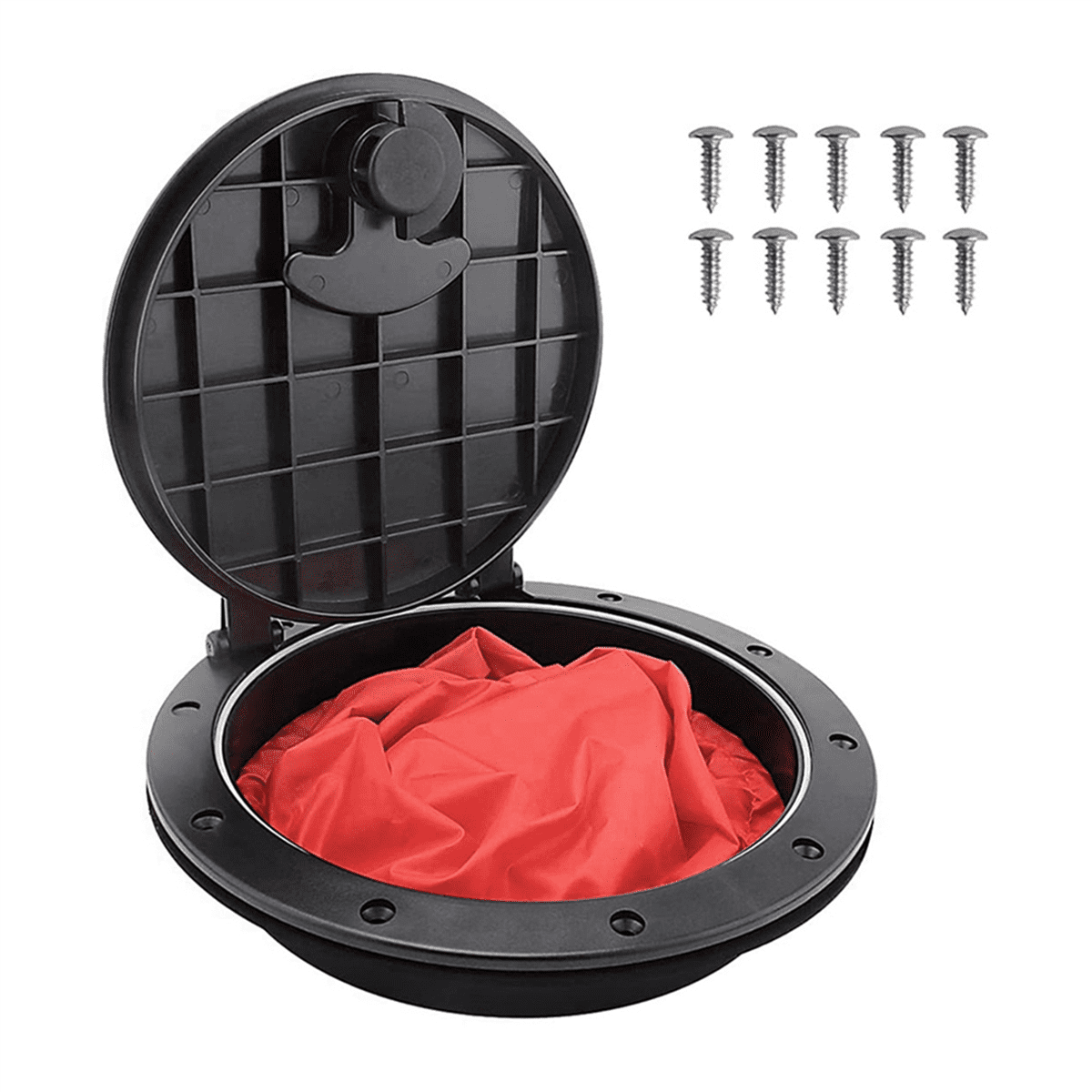 2X Deck Plate Kit Kayak Deck Hatch with Storage Bag for Kayak Boat Fishing Rigging Black 6Inch,2 x Kayak hatch 16 x screw,black