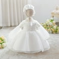 thumbnail image 5 of Bobifish Baby To Toddler Girls Long Sleeve Christening Gown Baptism Dress With Skirt Pure White 2 Piece Elegant Tutu Outfit Set Sizes 6M-3T, 5 of 9
