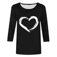 thumbnail image 4 of Lenpel Women's 3/4 Sleeve Shirts Plus Size Crew Neck Heart Print Loose Casual Tee Tops Spring Summer Blouses, 4 of 4