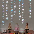 thumbnail image 5 of Conjunto de corona de estrellas brillantes con lunares redondos, banderines colgantes de Metal, fondo decorado para cumpleaños número 16, números 16, 5 of 5