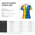 thumbnail image 4 of Zufioo Rainbow Colored for Women's Deep V-neck Short-sleeved T-shirt, Top with Short Sleeves - with Stainless Steel Buckle, Moisture Wicking, Ideal Home Wear-X-Large, 4 of 9