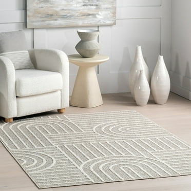 nuLOOM Liliya Modern Geometric Machine Washable Area Rug, 8' 10" x 12', Liliya Light Grey
