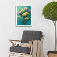 thumbnail image 2 of Pink And Yellow Flower Bouquet In Teal Oil Painting Art Print Framed Poster Wall Decor 12x16 inch, 2 of 5