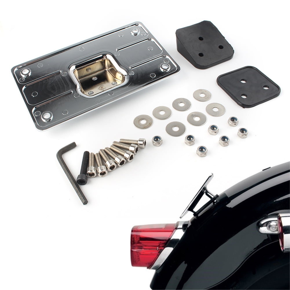Kuryakyn 113 Laydown License Plate Holder For Harley-Davidson | Chrome Bracket For 1997-2008 FLHT, Road Glide, Road King Models