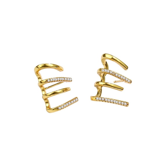 SUETOR 14K Gold Plated Triple Huggie Illusion Stud Earrings | Double Huggie Hoop Earrings for One Hole | Gold Hoop Earrings for Women | Drop earrings