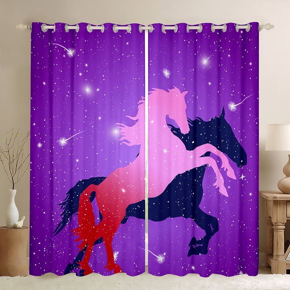 Castle Fairy Animal Magical Unicorn Blackout Curtains Set of 2 (52x84 Each) for Boys Girls,Dreamy Princess Window Curtains,Bling Stars Glitter Curtains and Drapes,Super Cozy Room Decor