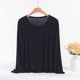 thumbnail image 1 of HongQid Women's Crew Neck Long Sleeve Shirts Basic Loose Fit Layering Modal Cotton Tops, 1 of 6