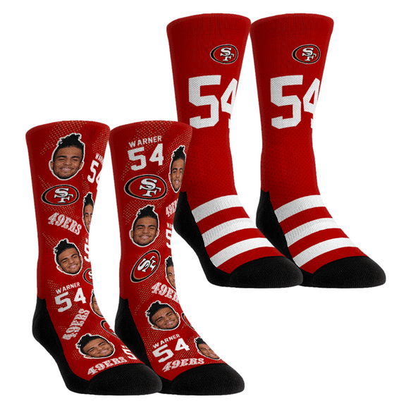 Unisex Rock Em Socks Fred Warner San Francisco 49ers Player Football Guy Two-Pack Crew Sock Set