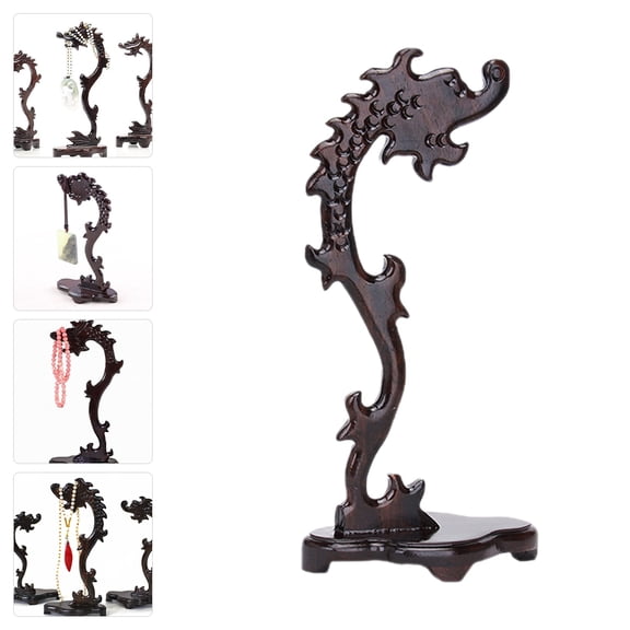 PAMINGONO Necklace Holder Stand Wooden Jewelry Display Rack Black 1Set 13x6.1in