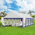 thumbnail image 3 of Summit Living 16'X32' Party Tent Outdoor Event Shelter Canopy - White and Blue, 3 of 10