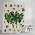 thumbnail image 4 of St Patrick's Day Shower Curtain Set, Waterproof Shower Curtains for Bathroom, Green Lucky Shamrock Love Spring Beige Washable Fabric Cloth Bath Curtain for Bathtub Decoration with Hooks 60x72 Inches, 4 of 9