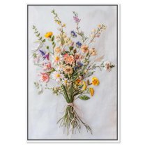 Embroidered Wildflowers Canvas Classic Cottage Art by Art Remedy, White Frame, 20" x 30"