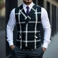 thumbnail image 2 of Nmnitkp Vest for Men Comfortable Mens Vintage Suit Vest Plaid Tweed Regular Fit Waistcoat for Wedding Groomsmen, 2 of 7