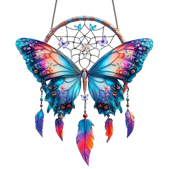 XIBUFE Stained Glass Window Hanging Dream Catcher,Handmade Dreamcatcher,Dream Catchers Hanging Ornament for Home Bedroom Birthday Party,Perfect Craft Gift for Kids
