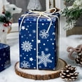 thumbnail image 2 of DFA Reversible Christmas Wrapping Paper Roll - 17 Inch X 32.8 Feet - Navy with Snowflakes & Stars, Dense Snowflake Pattern, Festive Design for Christmas, Holiday, Winter Celebration, 2 of 14