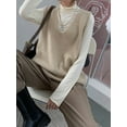 thumbnail image 2 of promation! Women Knitted Cotton V-Neck Vest JK Uniform Pullover Sleeveless Sweater School Cardigan, 2 of 6