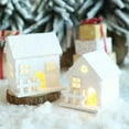 thumbnail image 6 of Tingzi 3Pcs Christmas Village Glowing House: LED Lighted DIY Christmas Figurines Glitter House Wood Christmas Miniature Houses Ornament Christmas Scene Desktop Ornament for Winter Xmas Holiday Party, 6 of 9