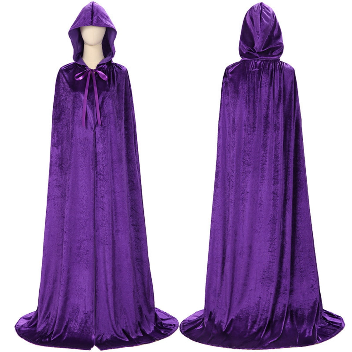 HAWEE Adult Long Cloak Halloween Costume Cape Full Length Robe Hooded Velvet Cloak for Men and