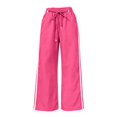 thumbnail image 3 of RUTAYY Women's Wide Leg Pants Drawstring Elastic Waist Vertical Side Stripe Side Pockets Casual Sports Comfortable Long Trousers, Red, 3 of 5