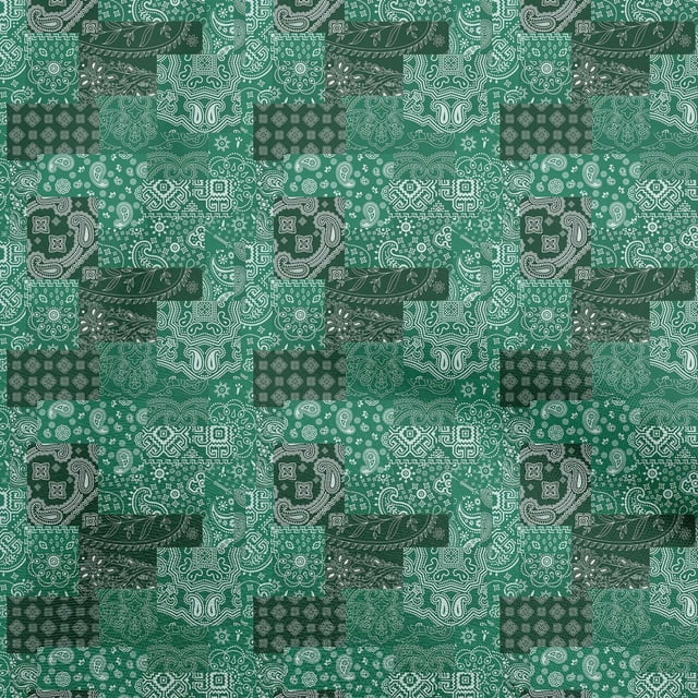 oneOone Tissu Popeline de Coton Sergé Vert Tissu Patchwork Matériel de Robe Tissu Imprimé Tissu au Mètre 56 Pouces de Large