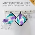 thumbnail image 4 of Yayeee Oven Mitts and Pot Holder Set of 4 Heat Resistant Kitchen Gloves Baking Hot Pad, Green Drawing, 4 of 5