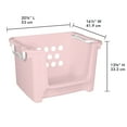 thumbnail image 3 of Your Zone Kids Open Front Stacking Toy Storage Bin with Handles, Pink, 3 of 6