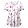thumbnail image 5 of felwors Scrubs for Women Tops Animal Print Shirt V Neck Cartoon Pattern Short Sleeve Nursing Uniform with Pockets (White, M), 5 of 5