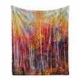 thumbnail image 1 of Nature Soft Flannel Fleece Throw Blanket, Vibrant Colored Painting Trees in the Autumn Forest Impressionistic Artwork, Cozy Plush for Indoor and Outdoor Use, 50" x 70", Orange Yellow, by Ambesonne, 1 of 6