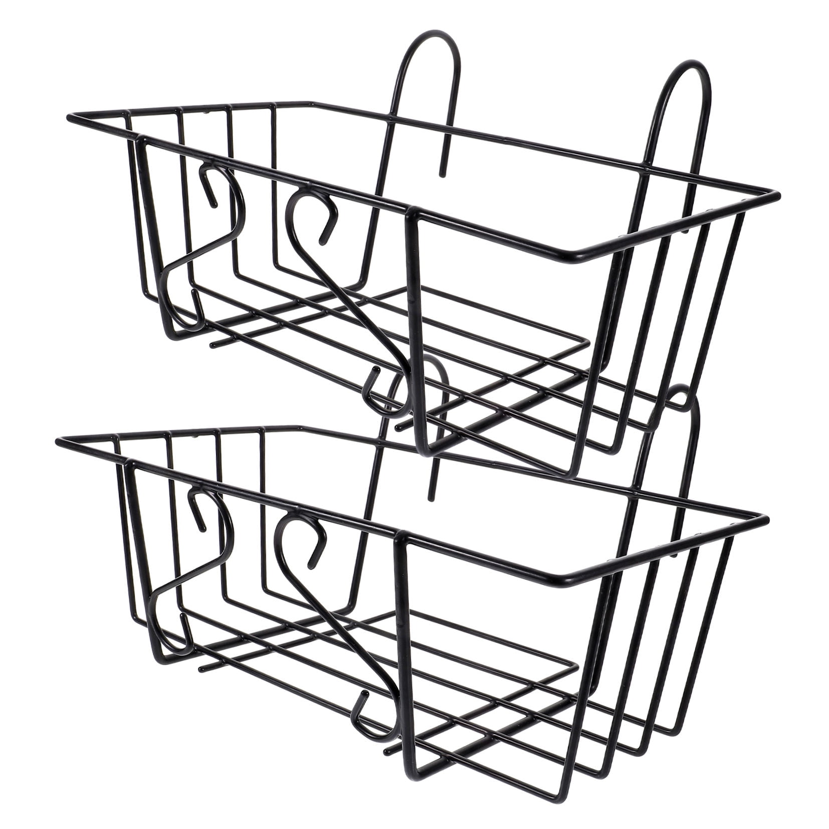 Tineasur 2Pcs Balcony Hanging Basket Metal Plant Holder Black Fence Rail Flower Display