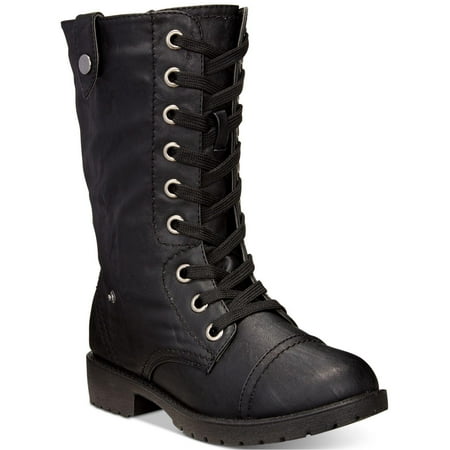 Wanted - Wanted Colorado Black vegan Combat Boot Fold-Over Knit lace up ...