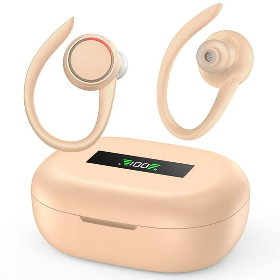 Wireless Earbuds for iPhone Android,HopePow 60hrs Playtime Waterproof IPX7 Bluetooth 5.3 Headphones Headset In-Ear Stereo Noise Cancelling True Wireless Earbuds with Ear Hooks and Charging Case,Black