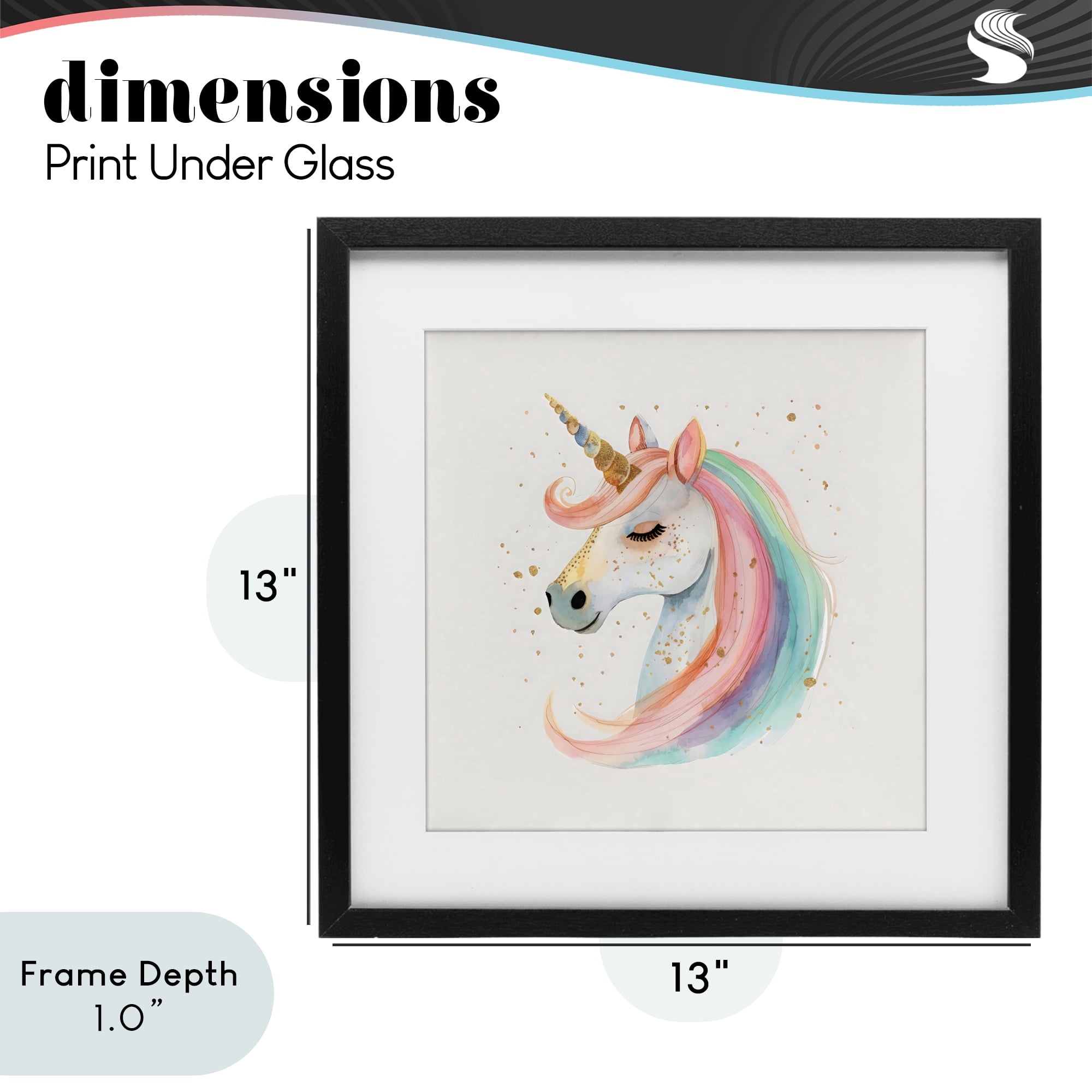 Stupell Industries Gold Accented Unicorn Black Framed Print Under Glass, design by Creative Studio