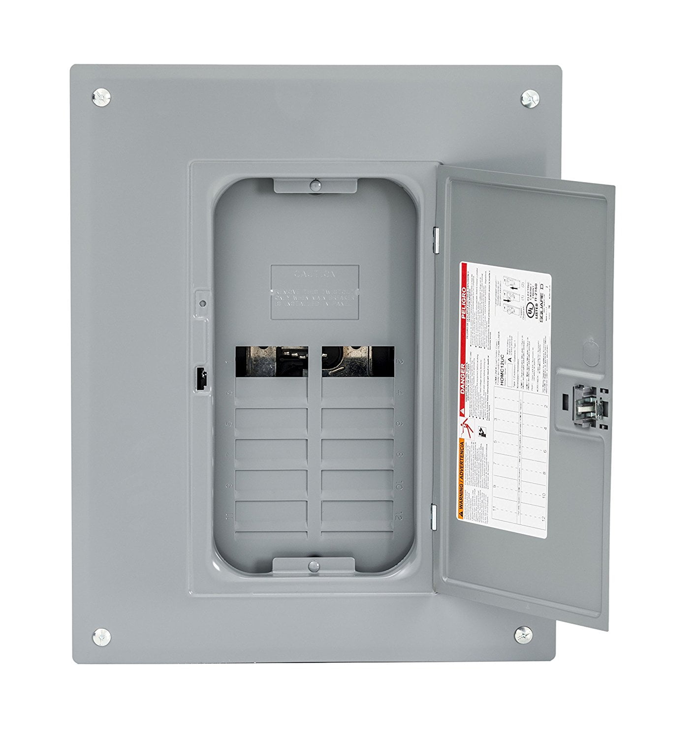 Hom1224l125pc Homeline 125 Amp 12 Space 24 Circuit Indoor Main Lugs Indoor Main Lugs Load Center With Cover Plug On Neutral Ready Includes A Fully Distributed By Square D Schneider Electric Com
