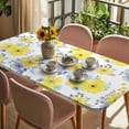 thumbnail image 3 of Yellow Watercolor Floral Table Cloths for 4 Foot Rectangle Tables, Spring Flower Abstract Art Patio Waterproof Elastic Fitted Tablecloths, Washable Rectangular Table Cover for Camping, 3 of 8