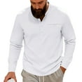 thumbnail image 2 of pstuiky camisa de manga larga para hombre, Camisa informal de sarga de color liso con cuello alto y bolsillos abotonados para hombre camisetas de hombre m, 2 of 9