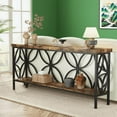 thumbnail image 5 of 70.9" Behind Sofa Console Table - Vintage Wood Grain & Black Metal, 2-Tier Storage, 198lb Capacity, Slim Design for Entryway, Hallway, Living Room, 5 of 6