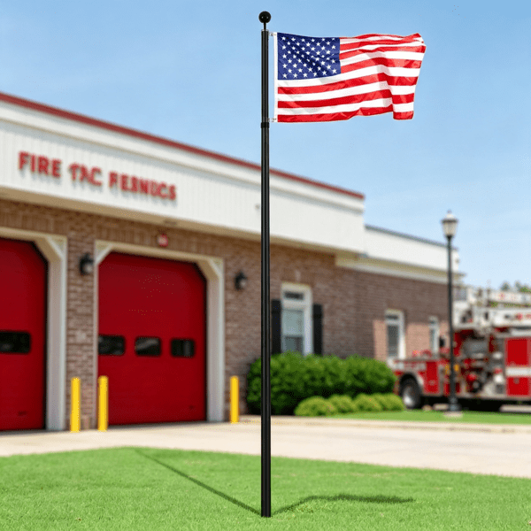 25FT Telescoping Flagpole Kit, 3 Display Modes with 3x5 American Flag & Professional Accessories, Black