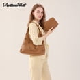 thumbnail image 4 of Montana West Hobo Bag Purses for Women Soft Slouchy Shoulder Handbags Tote with Pouch, Flower Cut-out Light Brown, 4 of 7