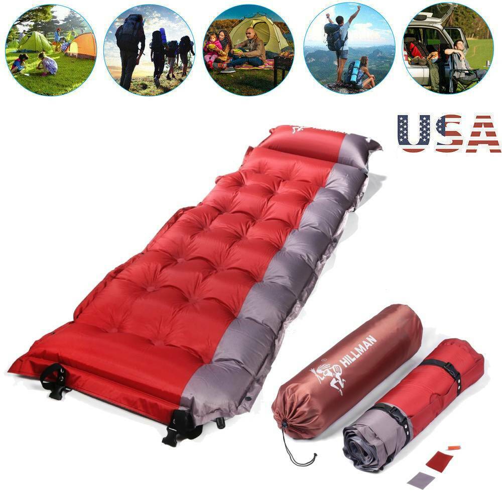 Outdoor Camping Thick Mattress SelfInflating Sleep Bed Mat with Pillow