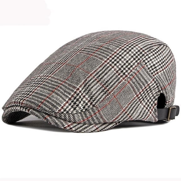 SikaFu Beret Spring Autumn Men Women Hat Vintage Plaid Adjustable Cabbie Ivy Newsboy Flat Cap Artist Painter Hat Retro Beret Cap
