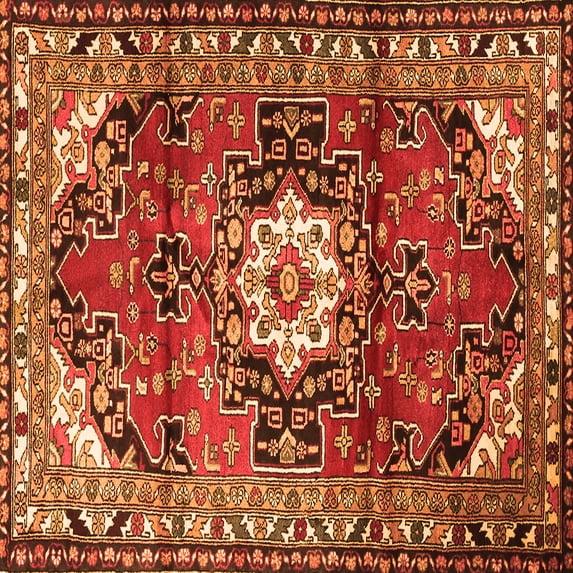 Ahgly Company Indoor Square Medallion Orange Traditional Area Rugs, 5' Square
