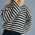 thumbnail image 7 of FDGIU Women's 2025 Winter Striped Color Block Sweater‌ - Long Sleeve Oversized Pullover, Loose Crewneck Comfy Knitted Top, 7 of 7