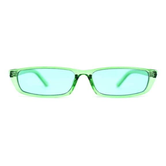 Womens Mod Pop Color Narrow Rectangle Cat Eye Sunglasses Green