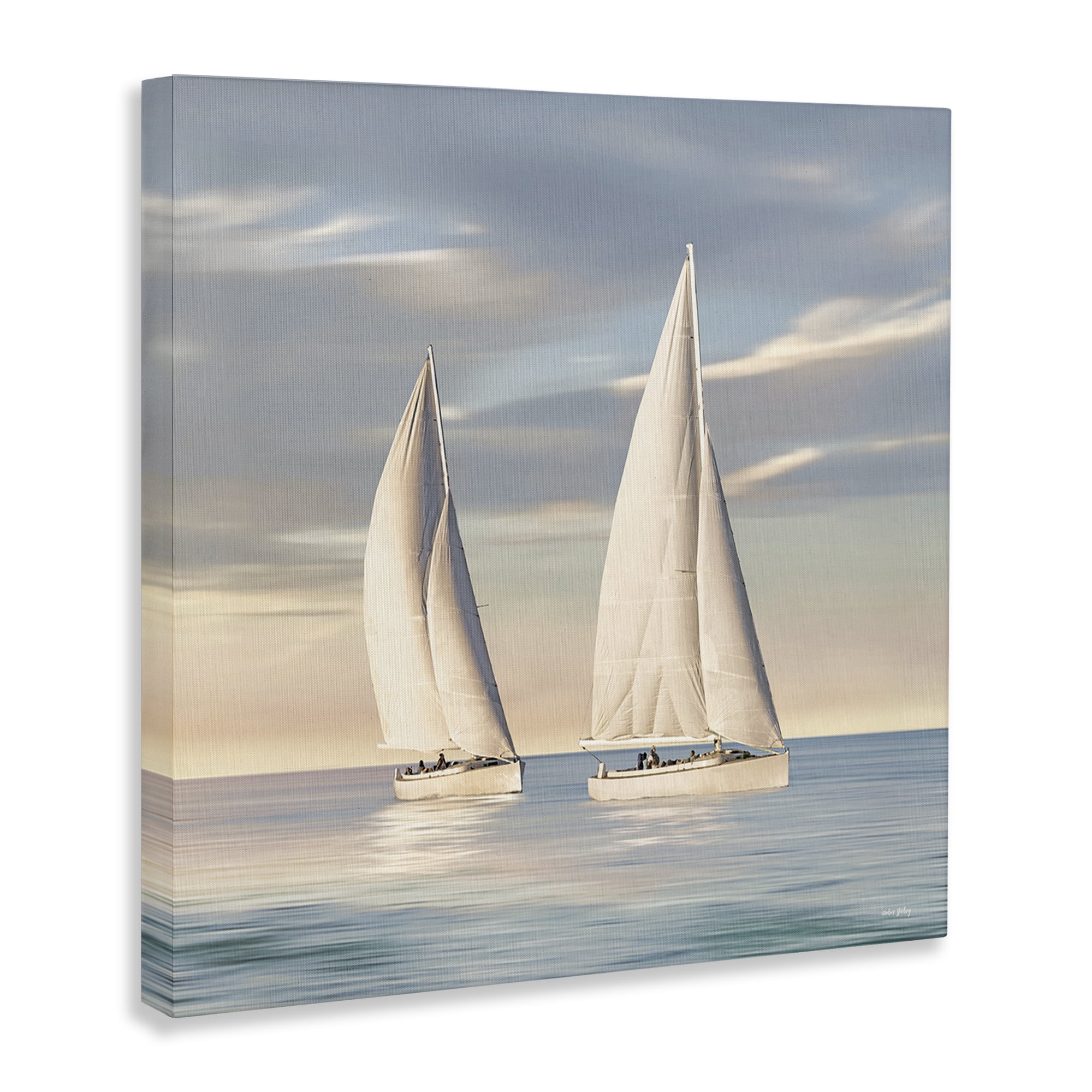 Stupell Industries Two Mighty Sailboats Transportation Painting Gallery Wrapped Canvas Art Print Wall Art, 24 x 24